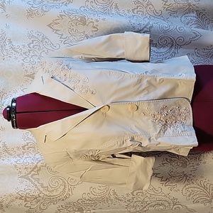 Coldwater Creek P8 Tan 3/4 Sleeve Jacket Detailed